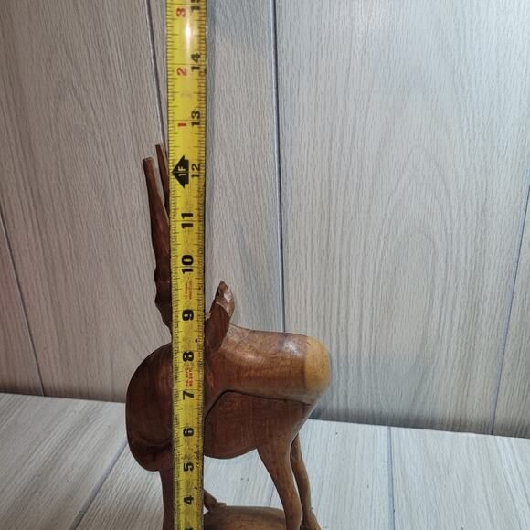 Vtg Handcarved Wooden Gazell Kenya Sculpture Besmo Figurine African MCM - Picture 4 of 7
